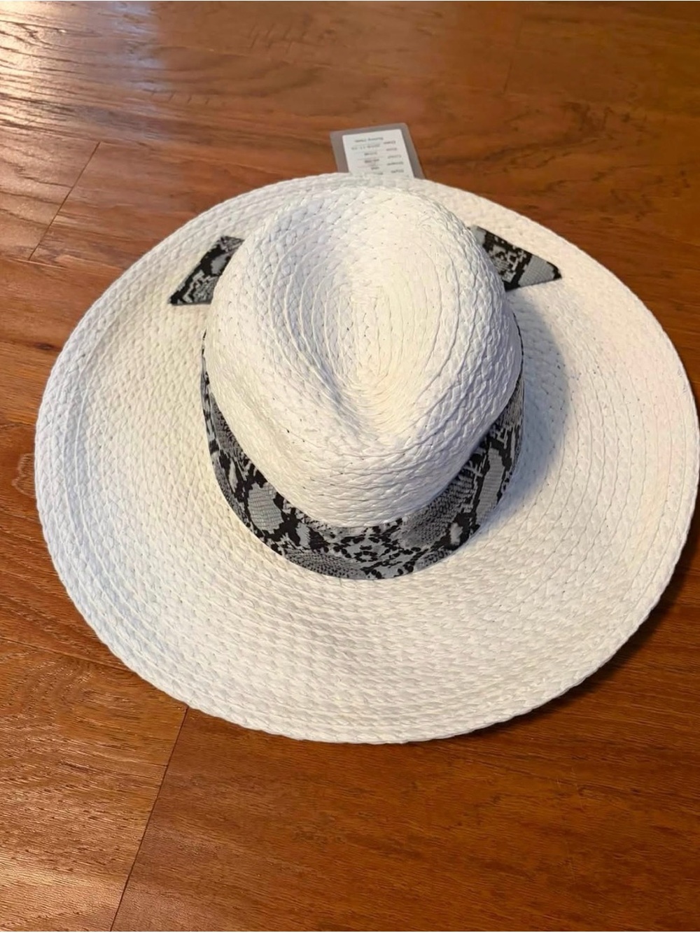 Fedora-type Hat with Black Snake-Print Band - Women Accessories NWT